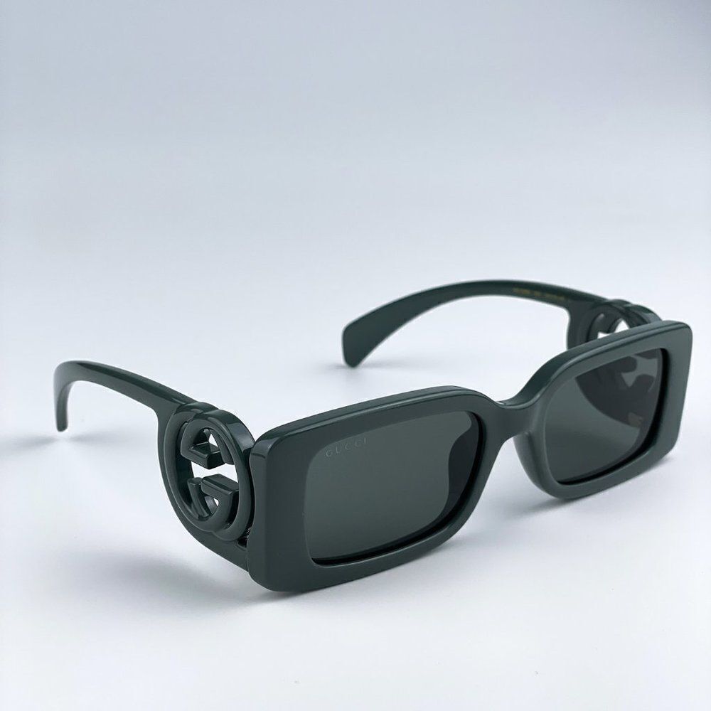 NEW Gucci GG1325S 003 Grey Smoke Grey Rectangle Women Sunglasses